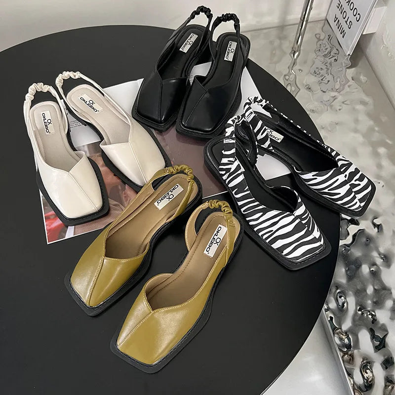 Women's Slingback Sandals With Square Toe Design