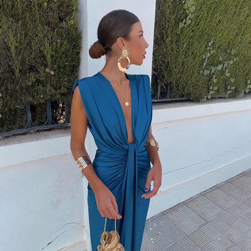 ELEGANT V-NECK PARTY DRESS