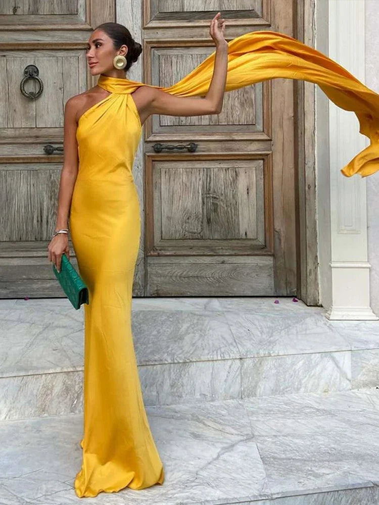 ONE-SHOULDER WEDDING GUEST MAXI DRESS