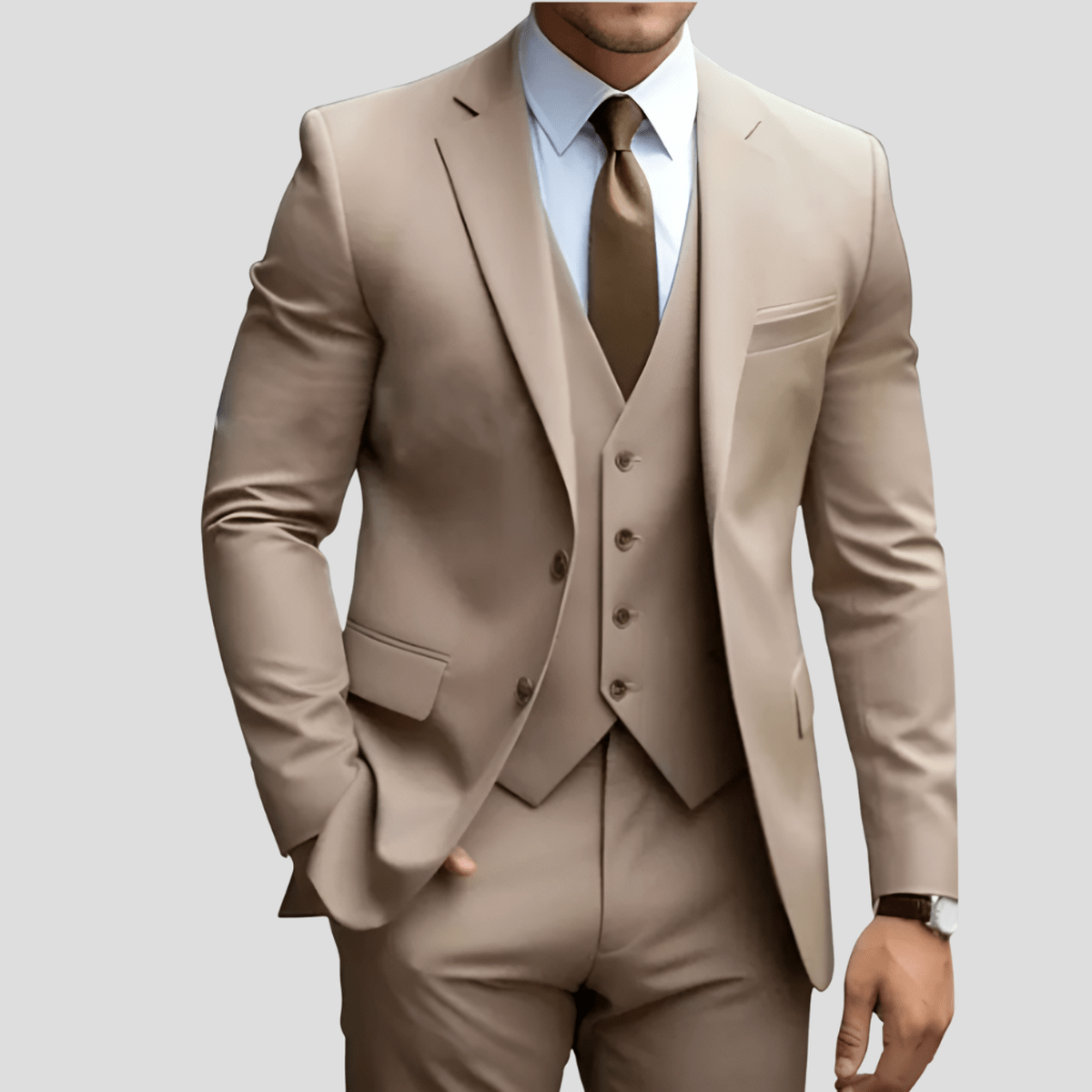 Men's Slim Fit Three-piece Suit With Vest