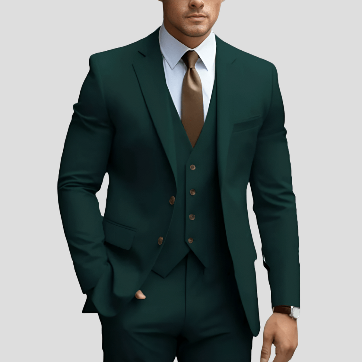 Men's Slim Fit Three-piece Suit With Vest