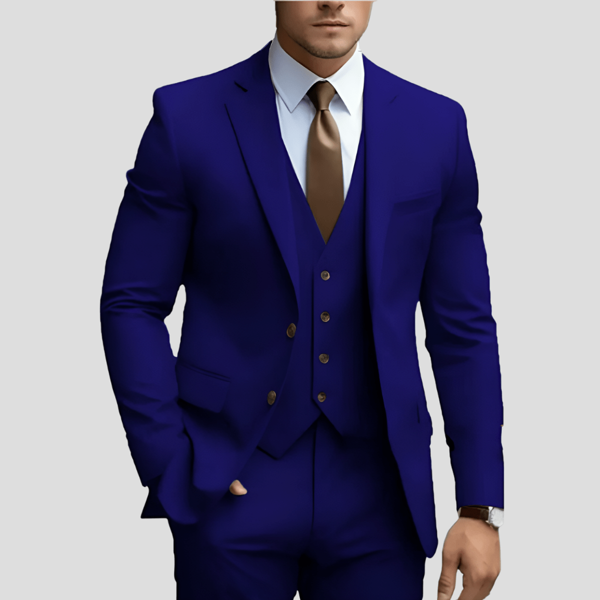 Men's Slim Fit Three-piece Suit With Vest