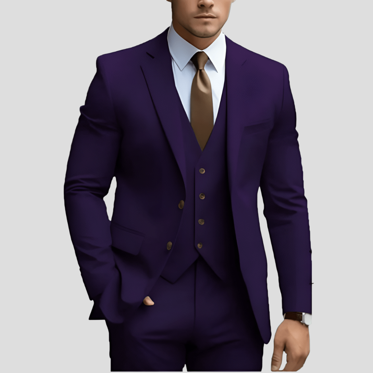 Men's Slim Fit Three-piece Suit With Vest