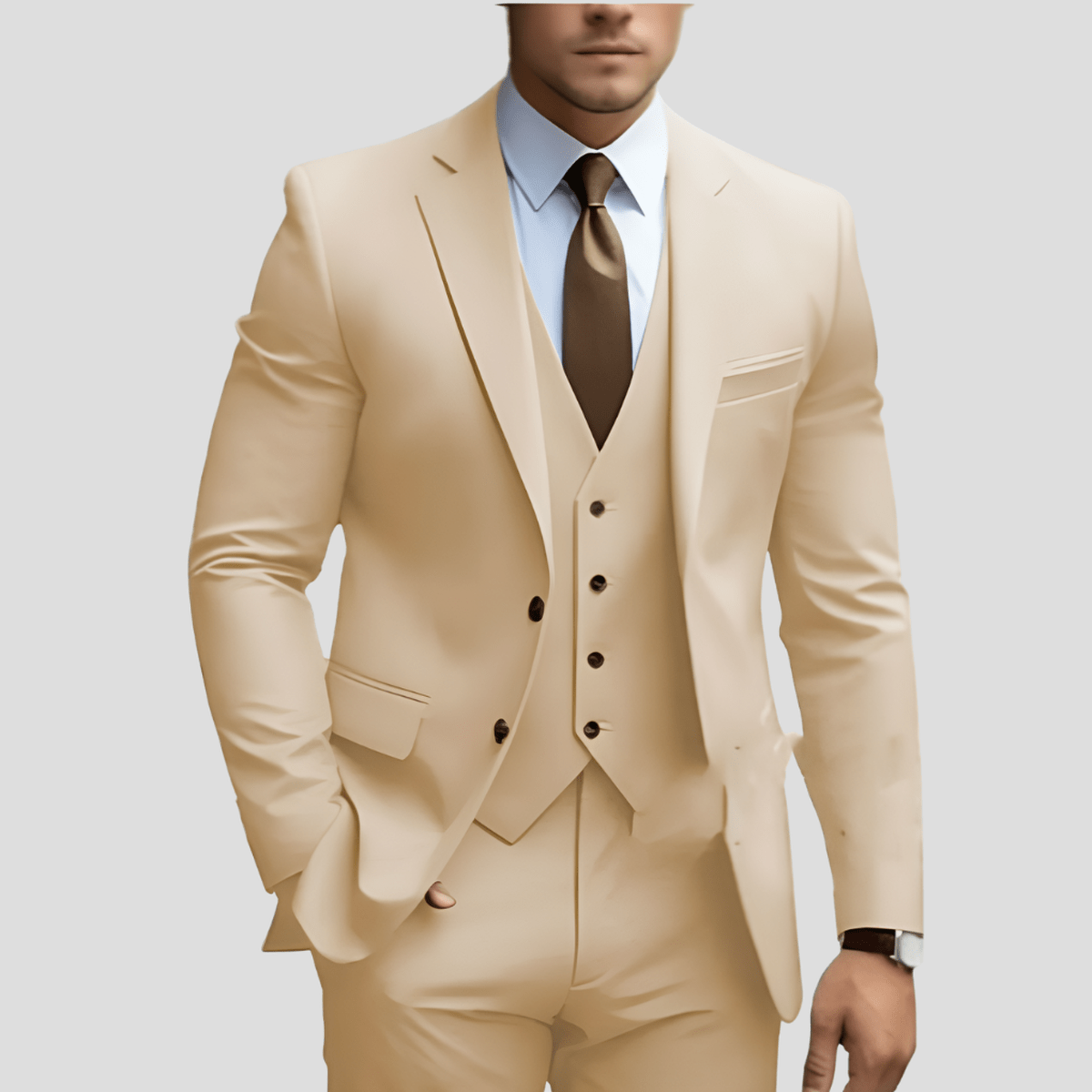 Men's Slim Fit Three-piece Suit With Vest