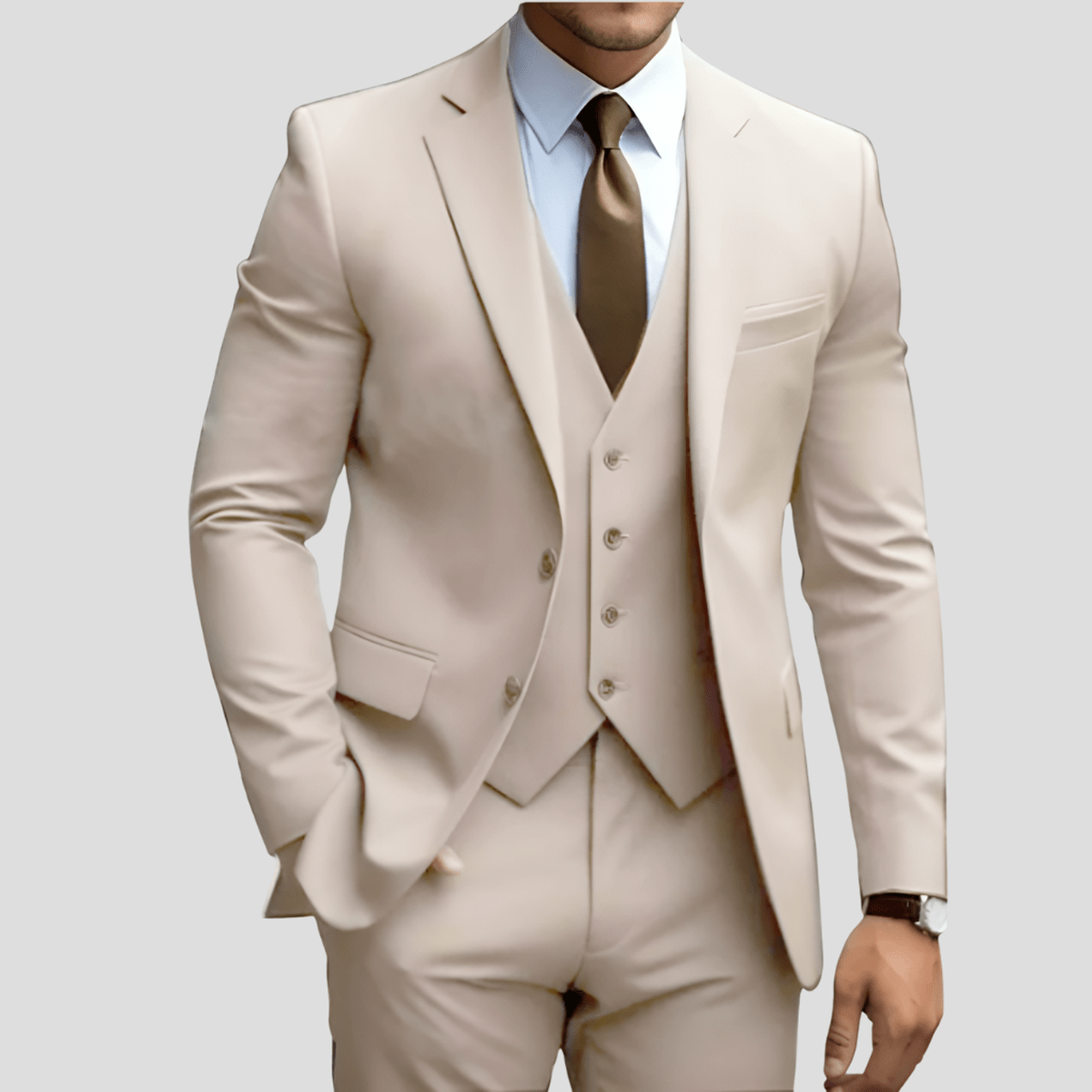 Men's Slim Fit Three-piece Suit With Vest