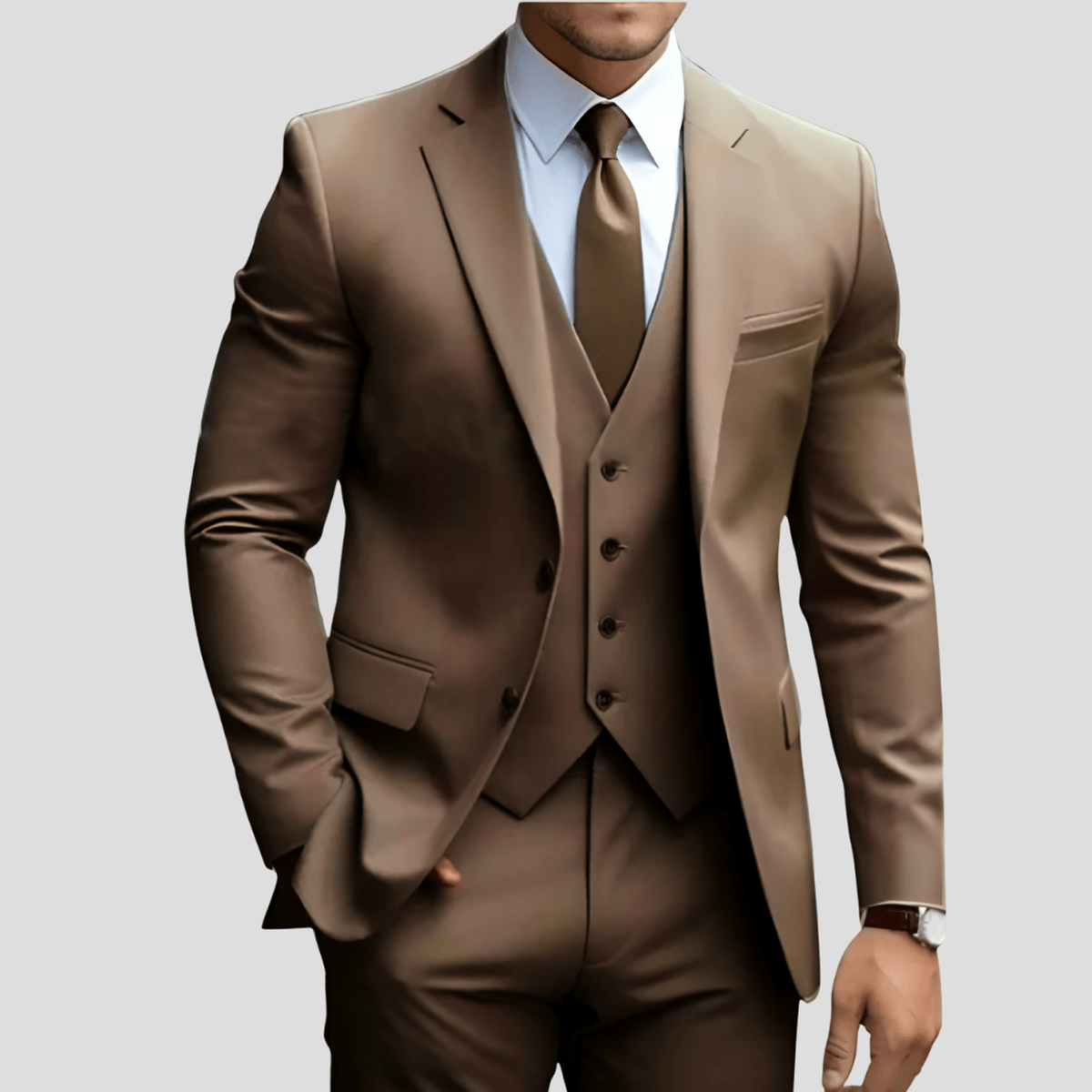 Men's Slim Fit Three-piece Suit With Vest