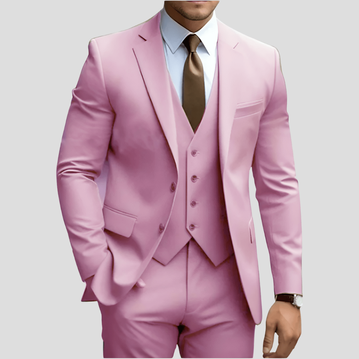 Men's Slim Fit Three-piece Suit With Vest