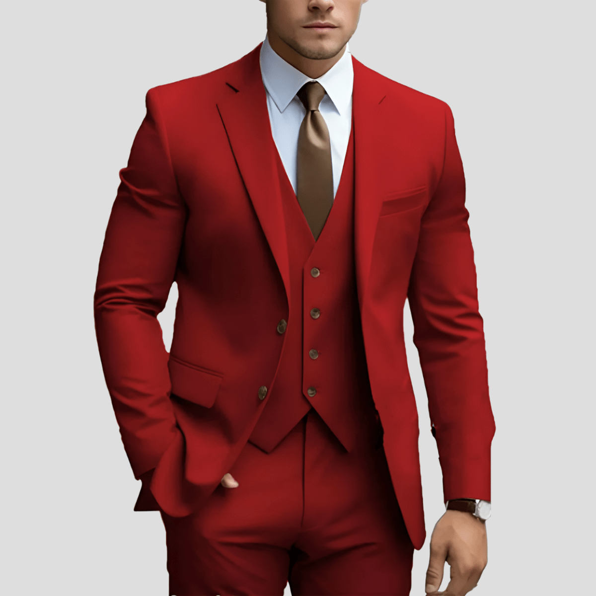 Men's Slim Fit Three-piece Suit With Vest