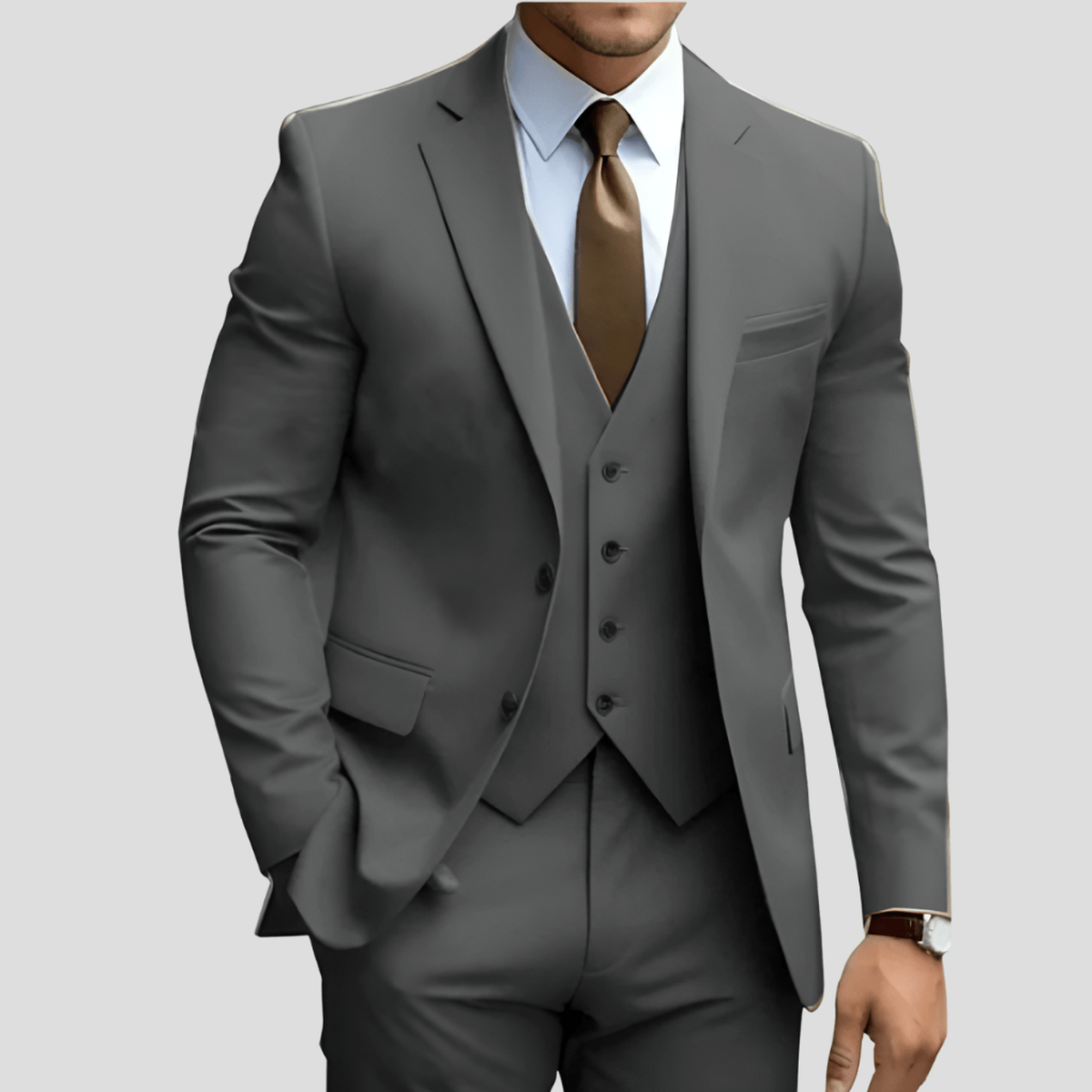Men's Slim Fit Three-piece Suit With Vest