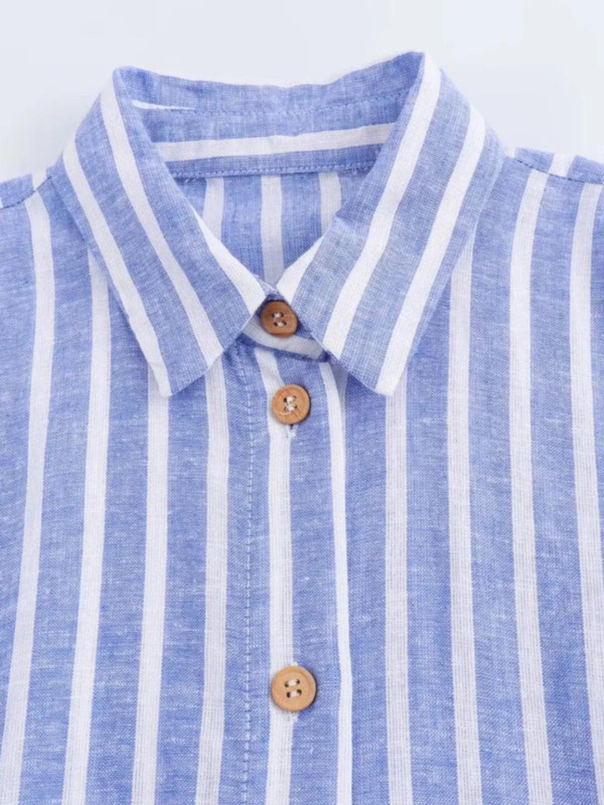 Women's Linen-blend Striped Button-up Maxi Shirt Dress With Belt