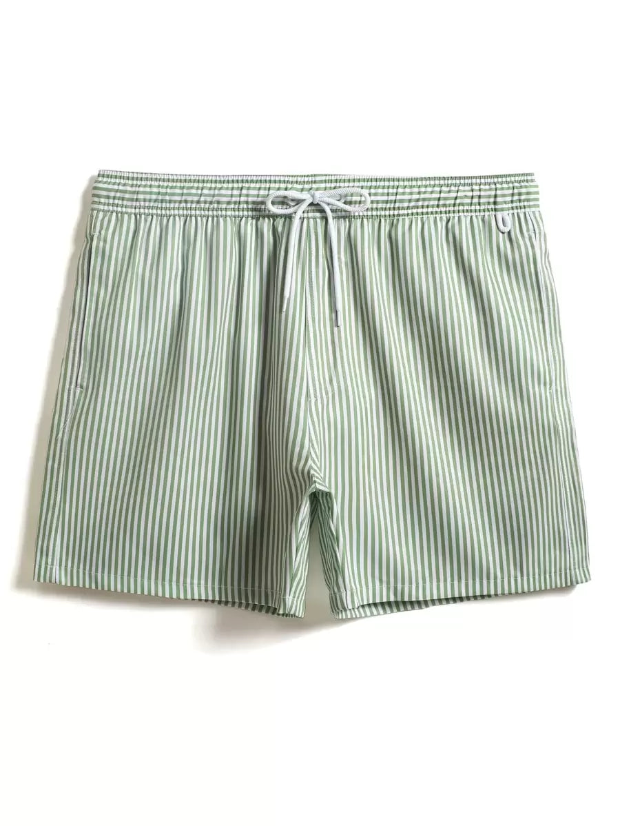 Striped Drawstring Swim Trunks Men
