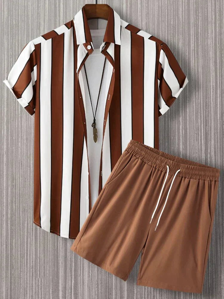 Summer Striped Two Piece Set for Men