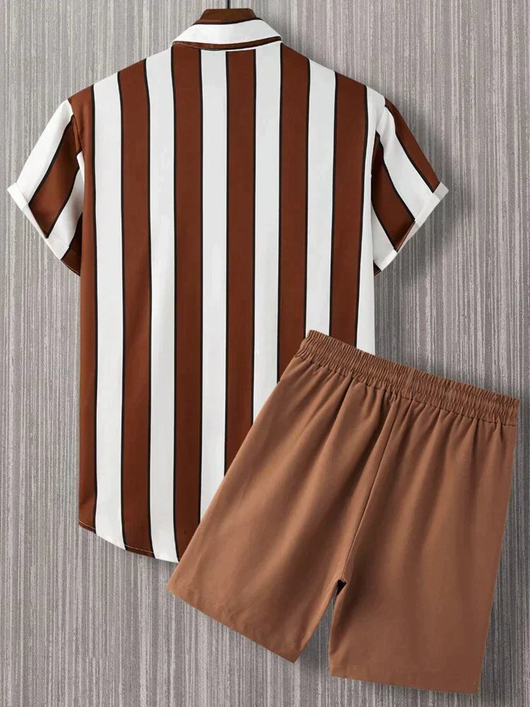 Summer Striped Two Piece Set for Men