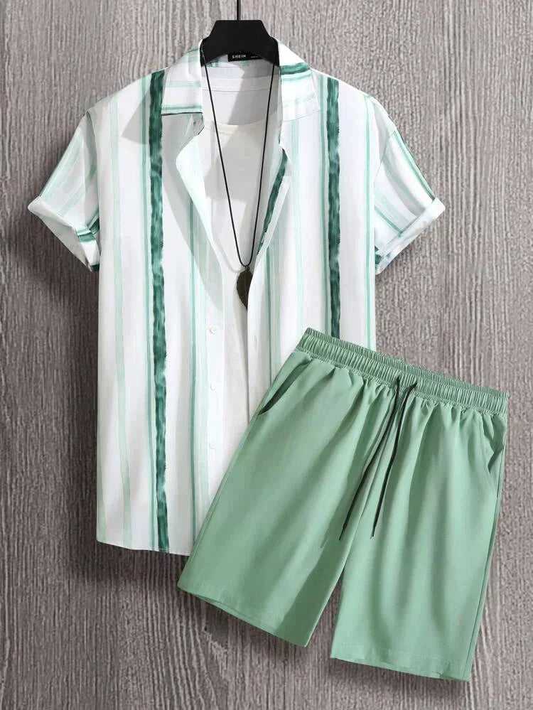 Summer Striped Two Piece Set for Men