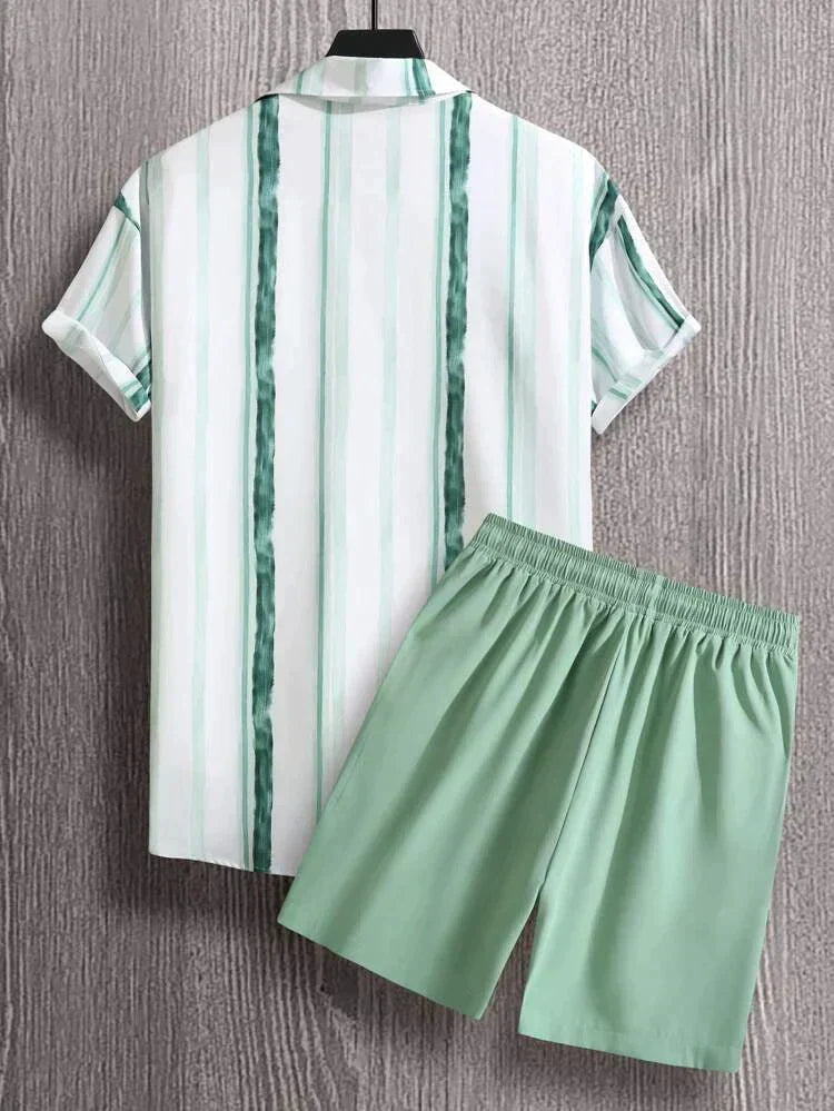 Summer Striped Two Piece Set for Men