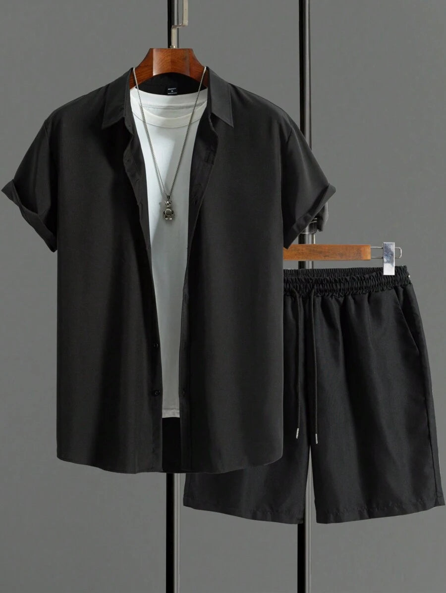 Breathable Polyester Summer Shorts Set for Men