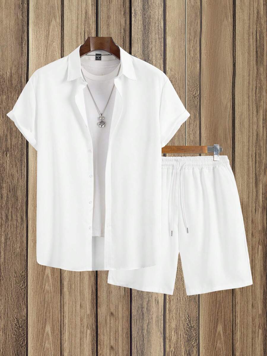 Breathable Polyester Summer Shorts Set for Men