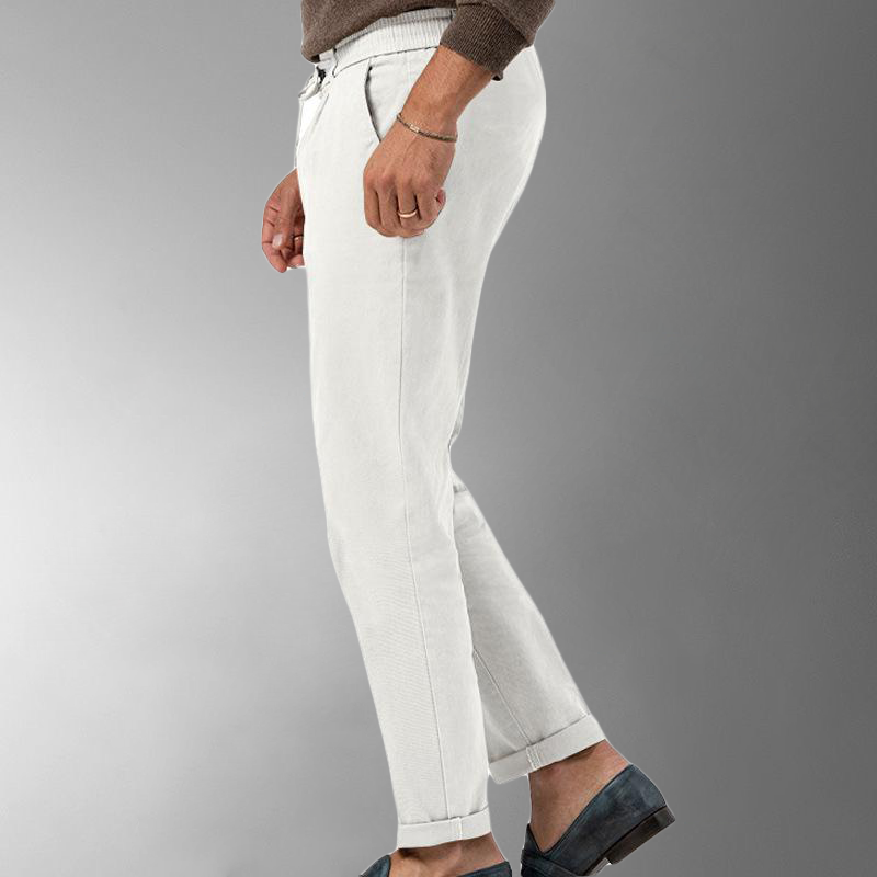 MEN'S LINEN DRAWSTRING PANTS WITH ELASTIC WAIST