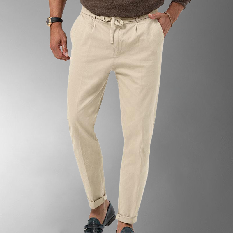 MEN'S LINEN DRAWSTRING PANTS WITH ELASTIC WAIST