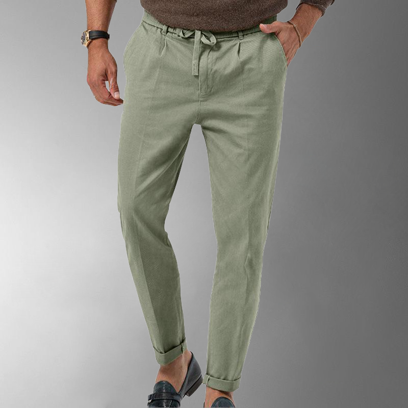 MEN'S LINEN DRAWSTRING PANTS WITH ELASTIC WAIST