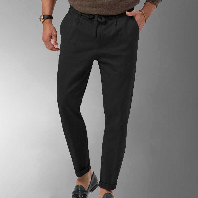 MEN'S LINEN DRAWSTRING PANTS WITH ELASTIC WAIST