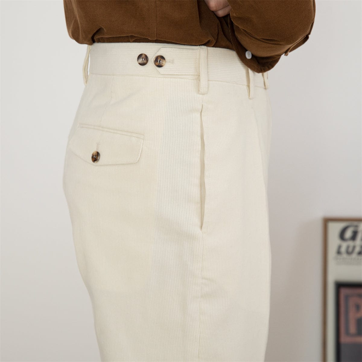 Tailored Men's Corduroy Pants, Wrinkle-Resistant Fabric, Versatile Fit for Formal and Casual Wear