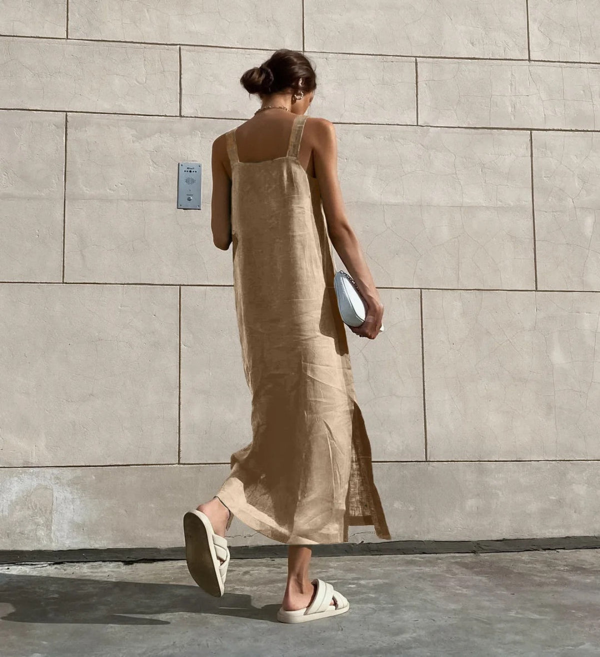 Women's Cotton Square Neck Midi Dress
