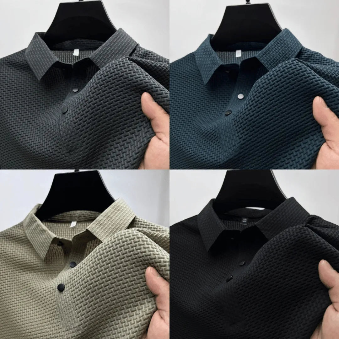 Men's Golf Polo Shirt With Short Sleeves And Textured Fabric