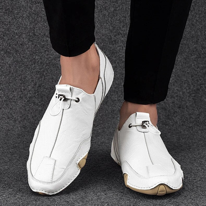 Men's Suede Casual Sneakers With Elastic Lace Closure
