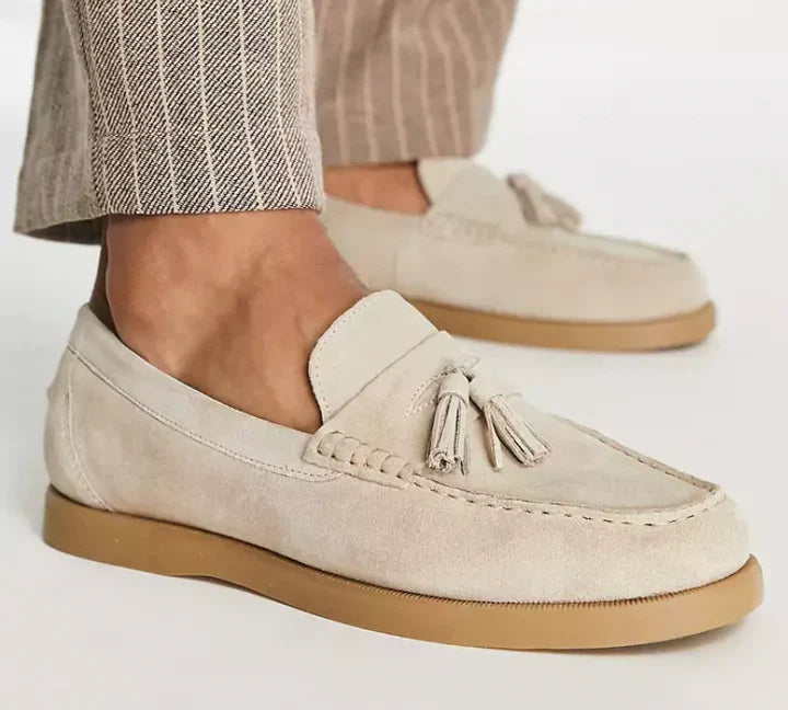 Men's Suede Loafers With Classic Tassel Detail