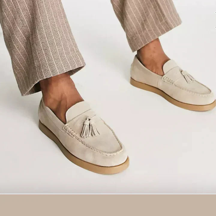 Men's Suede Loafers With Classic Tassel Detail