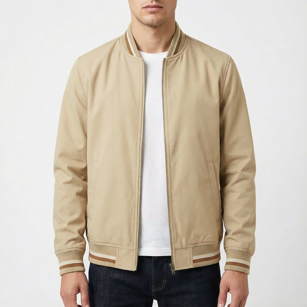 Willard | Men's Ribbed Trim Zip Bomber Jacket