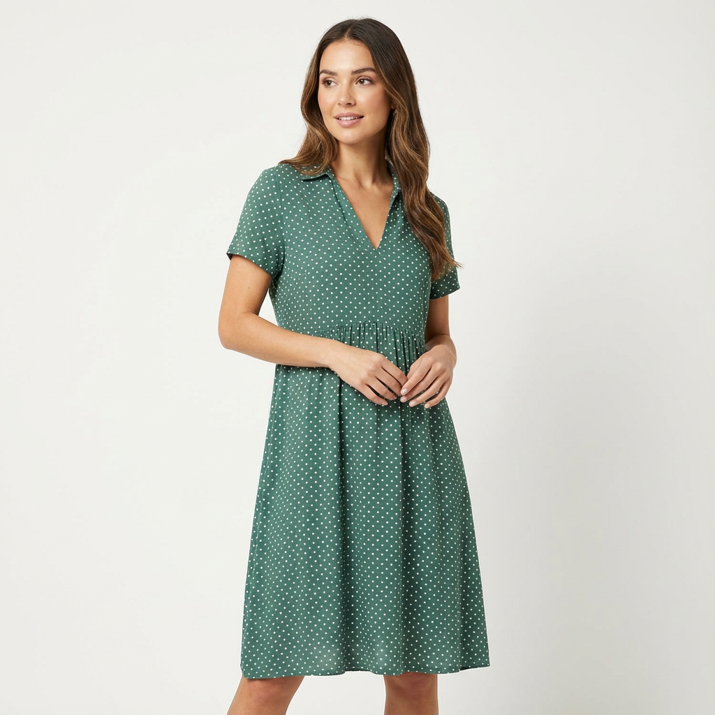 Willow | Women's A-Line Midi Dress With V-Neck Collar And Flared Skirt | Fresh