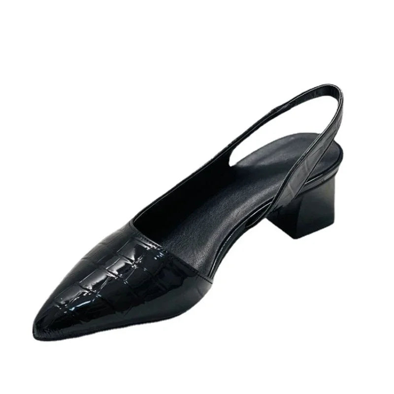 Women's Pointed Toe Slingback Pumps With Block Heel