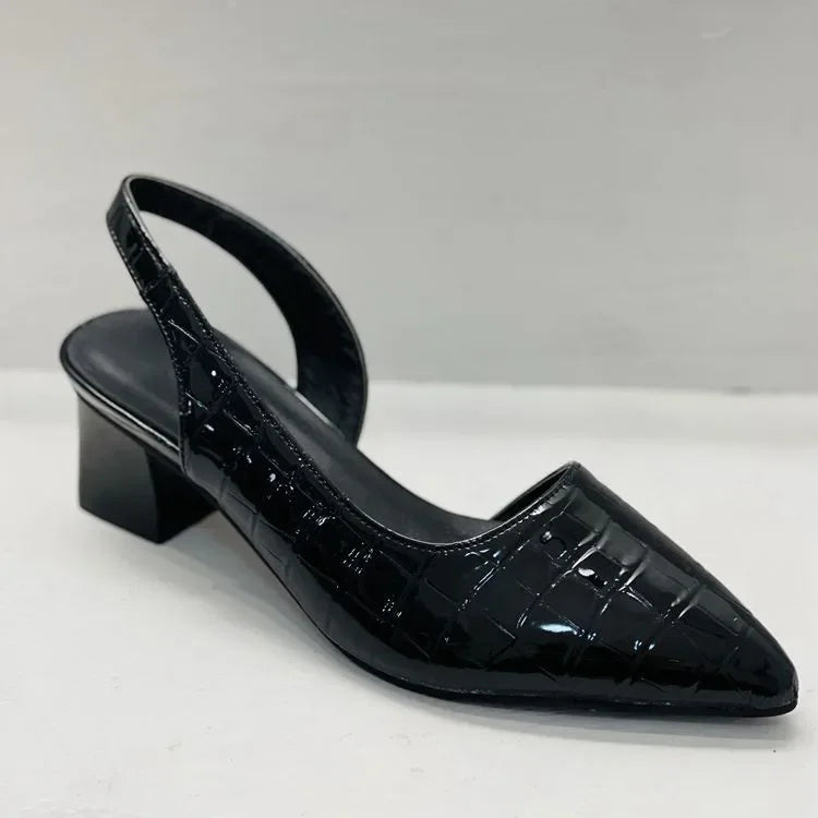 Women's Pointed Toe Slingback Pumps With Block Heel