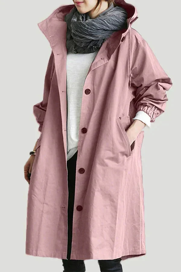 Women’s Long Weatherproof Trench Coat With Hood | Casual Style