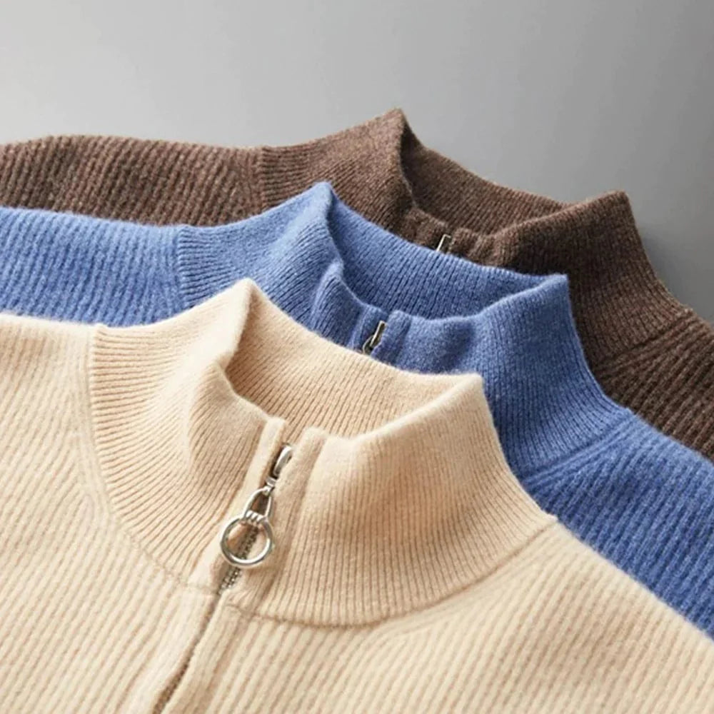 Old Money Zipper Jacket in Ribbed Cashmere