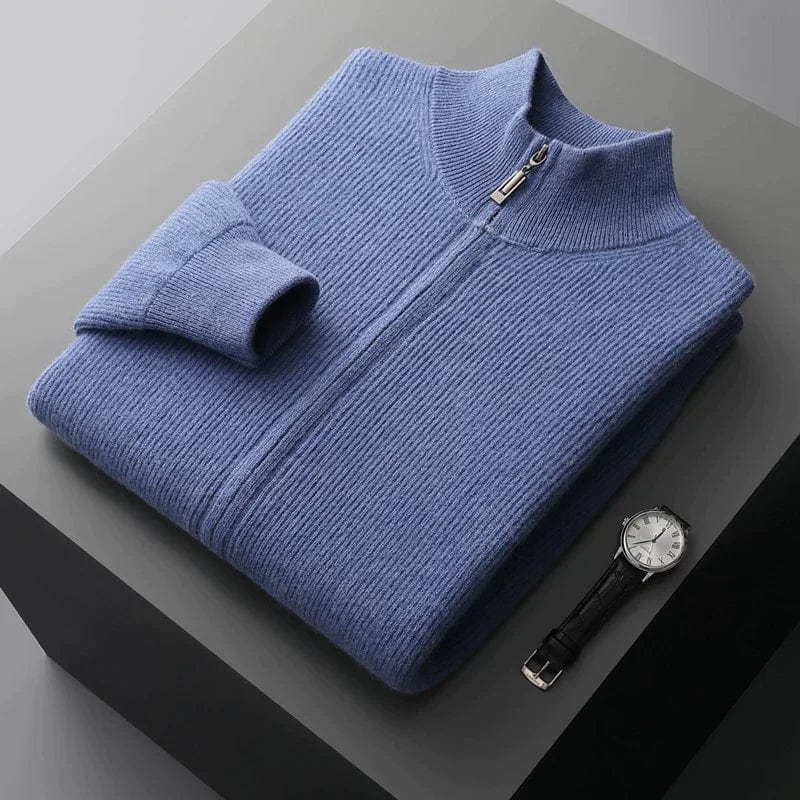 Old Money Zipper Jacket in Ribbed Cashmere