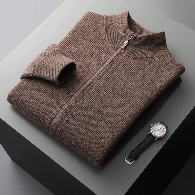Old Money Zipper Jacket in Ribbed Cashmere