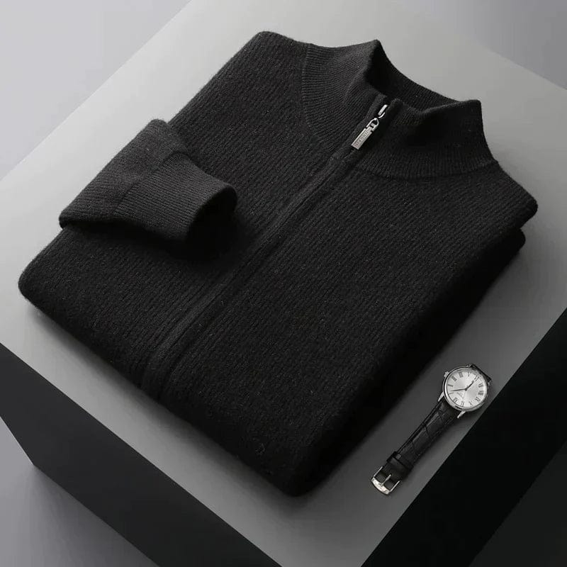 Old Money Zipper Jacket in Ribbed Cashmere