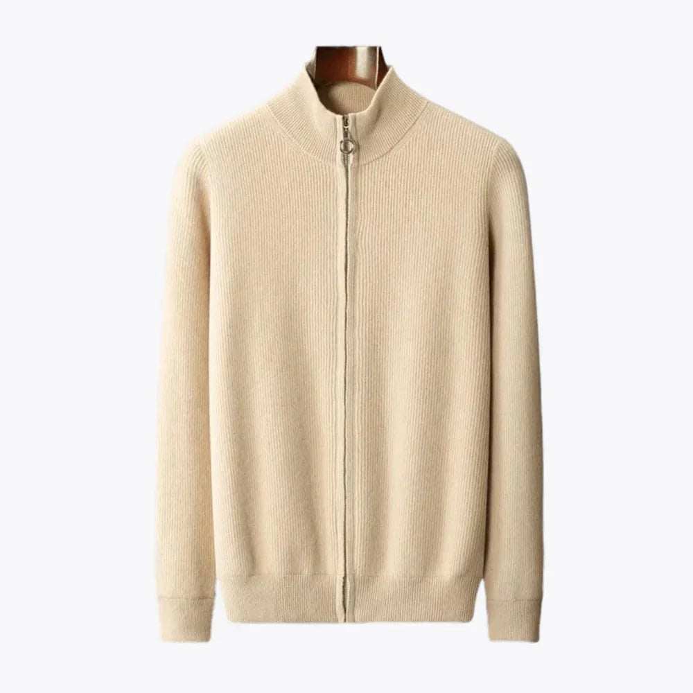 Old Money Zipper Jacket in Ribbed Cashmere
