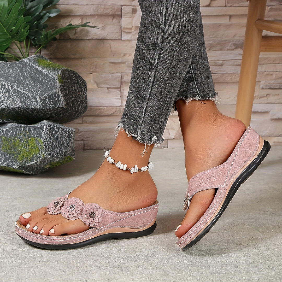 Women's Flower Wedge Sandals With Orthopaedic Sole