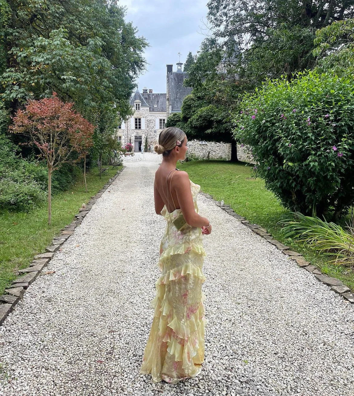 Women's Floral Maxi Dress With Sleeveless Design And Ruffled Tiers