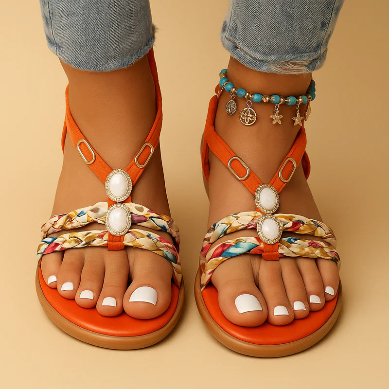 WOMEN'S BOHO SUMMER SANDALS WITH BRAIDED STRAPS