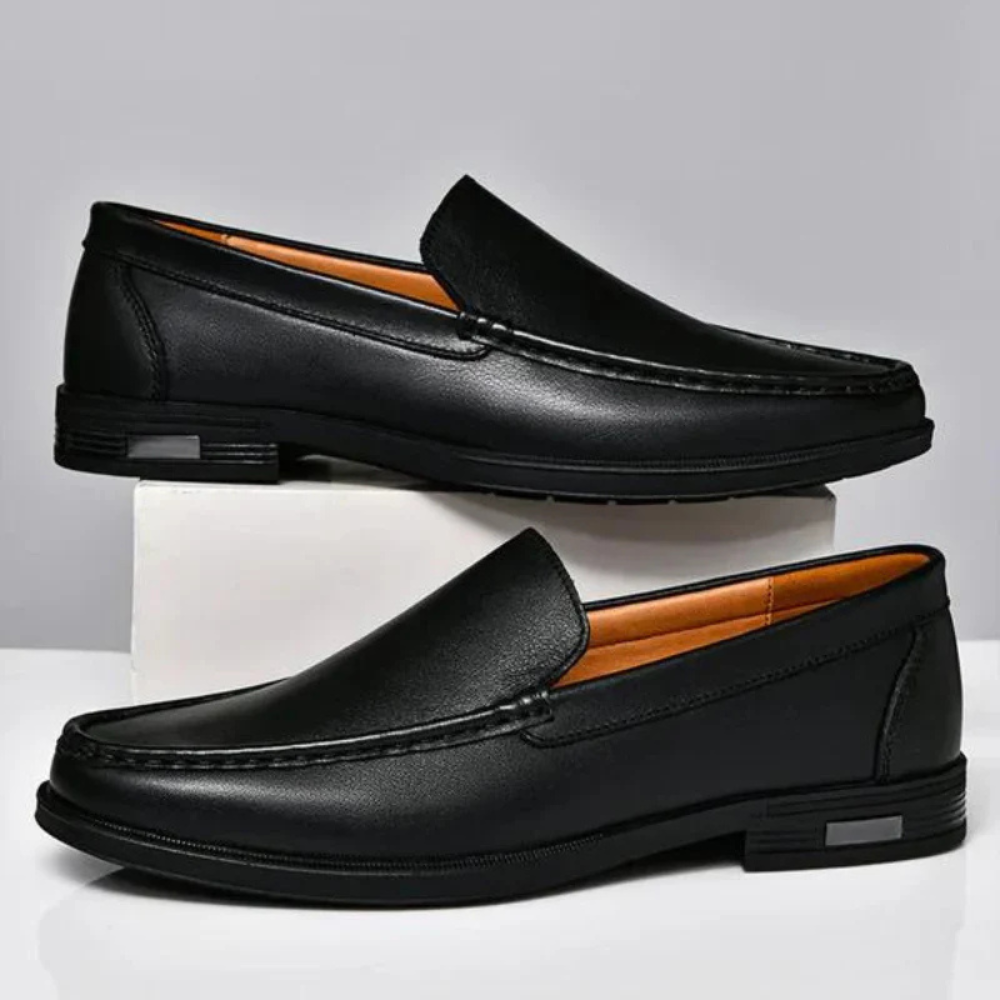 Men's Genuine Leather Slip-on Loafers With Classic Stitching