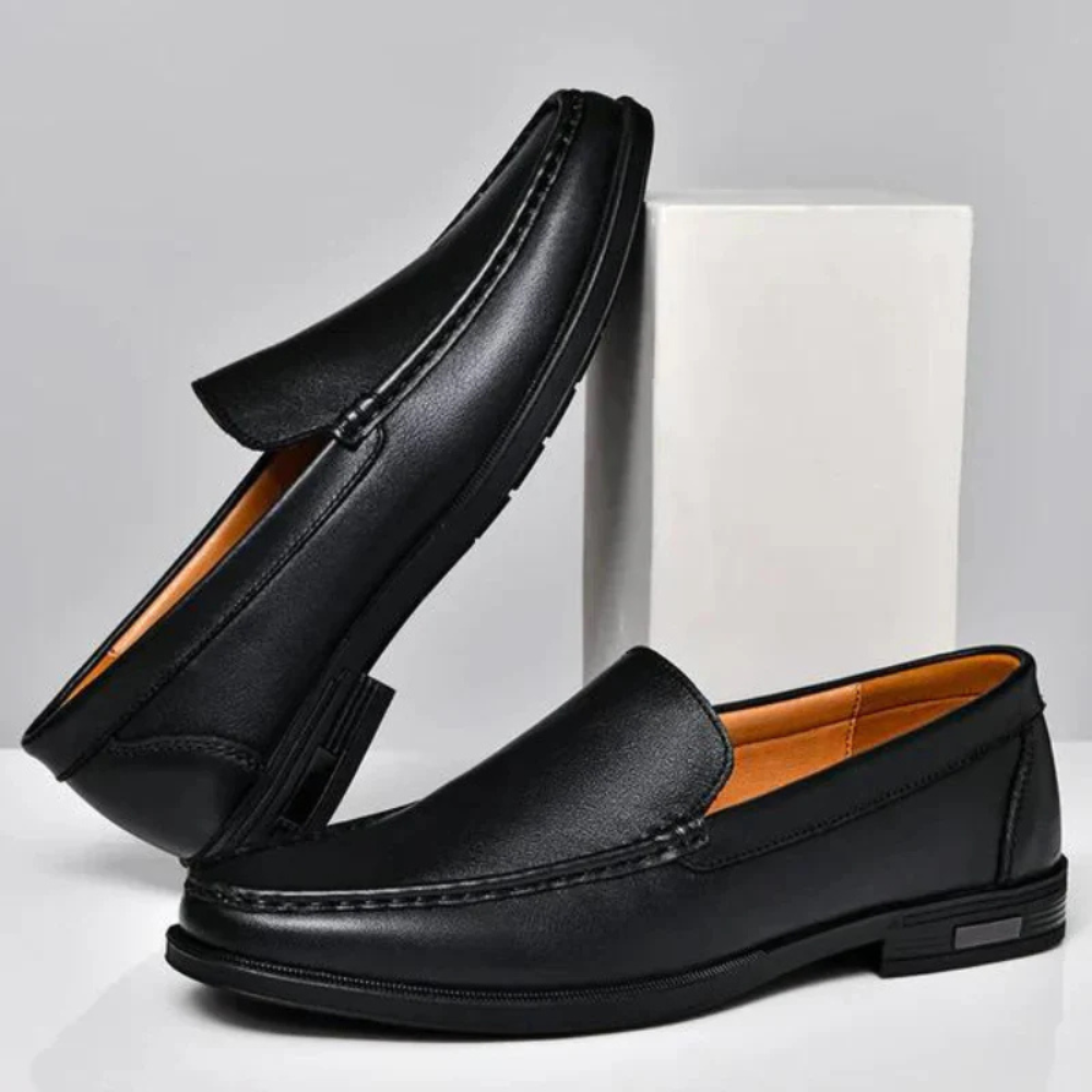 Men's Genuine Leather Slip-on Loafers With Classic Stitching