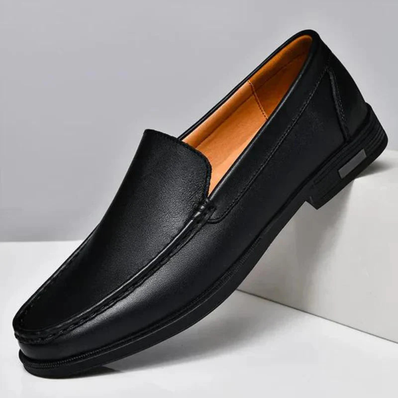 Men's Genuine Leather Slip-on Loafers With Classic Stitching