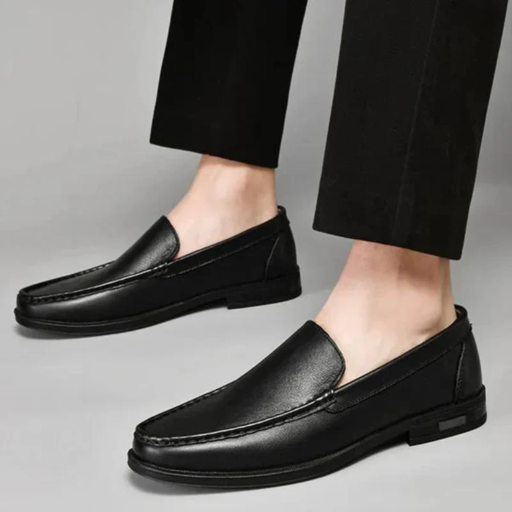Men's Genuine Leather Slip-on Loafers With Classic Stitching