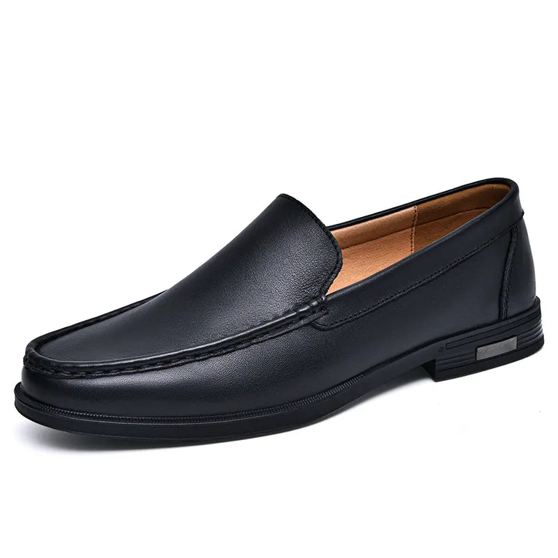 Men's Genuine Leather Slip-on Loafers With Classic Stitching