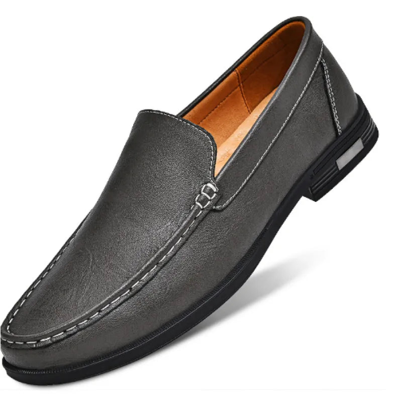 Men's Genuine Leather Slip-on Loafers With Classic Stitching